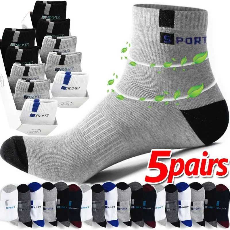5 pairs of bamboo fiber summer spring mens socks breathable cotton sports socks breathable deodorant business socks Plus size 39-45 W240905