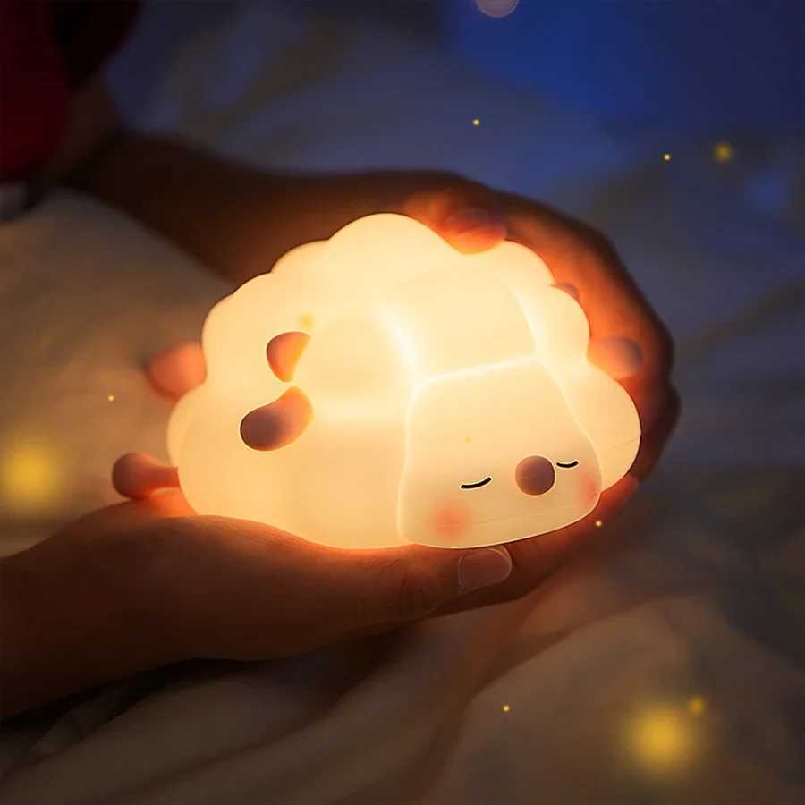 Sheep LED Night Light Cartoon Cute Gift Night Light Bedroom Decoration Desk Lamp Childrens Birthday Nursery Charging Light W240816