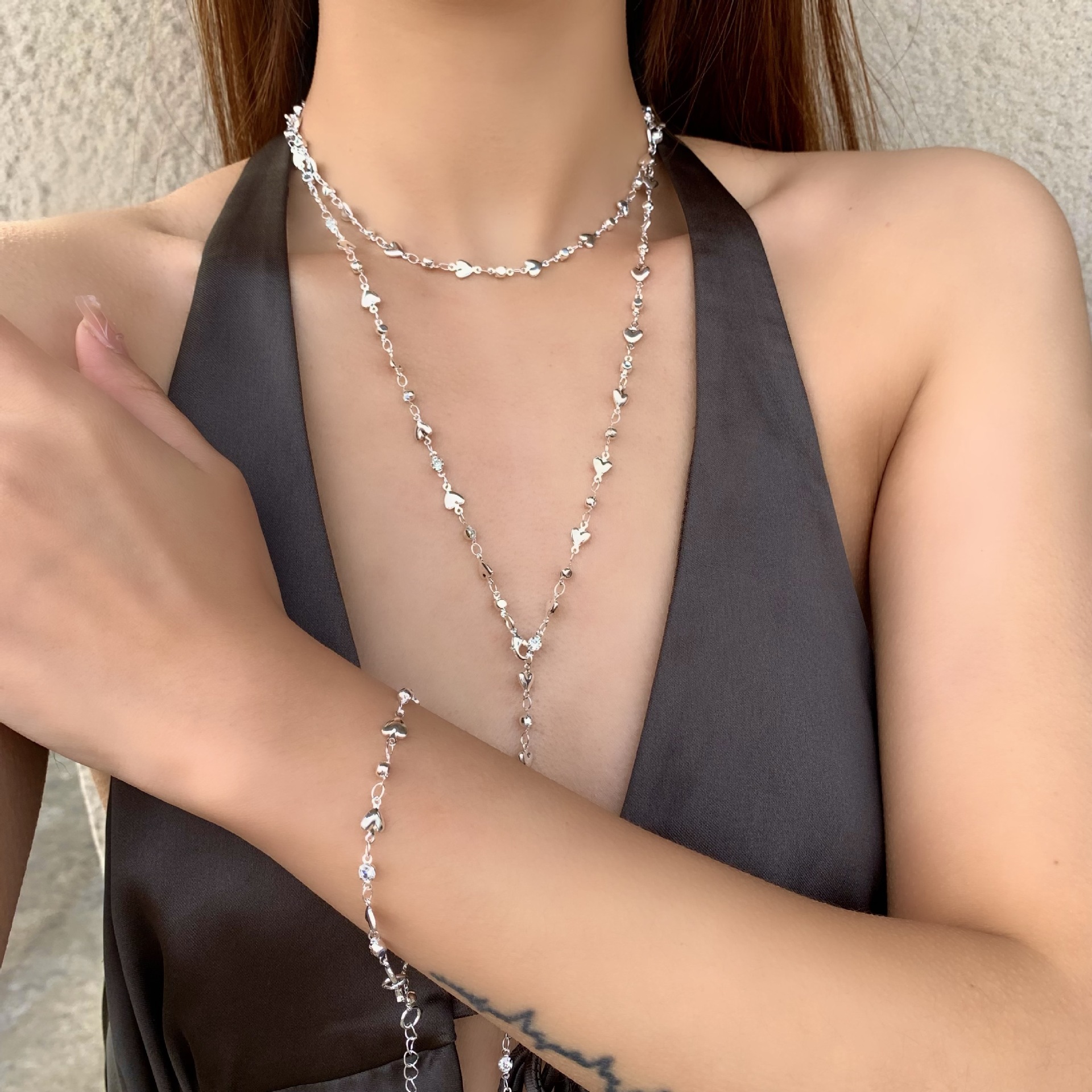 Dainty Long Gold Necklaces for Women Trendy Lariat Y Necklace 14k Gold Plated Layered Beaded Drop Necklaces Simple Handmade Bar CZ Pendant Y-Shaped Ch