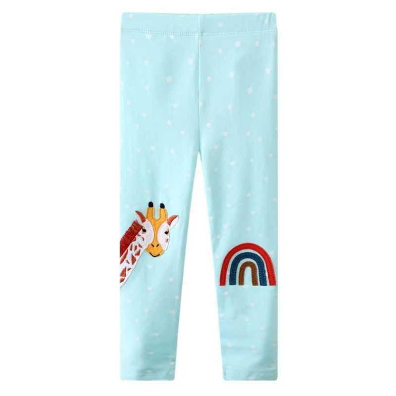 Girls Pants Leggings Cotton Toddlers Trousers Spring Autumn Kids Striped Pencil Leggings Applique Cartoon Children Pants Y240906