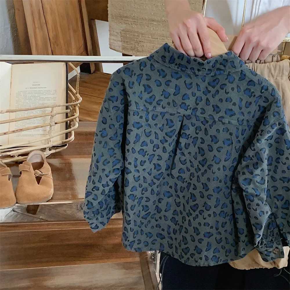 Blouses Boys Leopard Print Shirt Loose Coat Autumn New Tide Children Baby Spring Long Sleeved 2024 Fashion Simple Cool Y240906