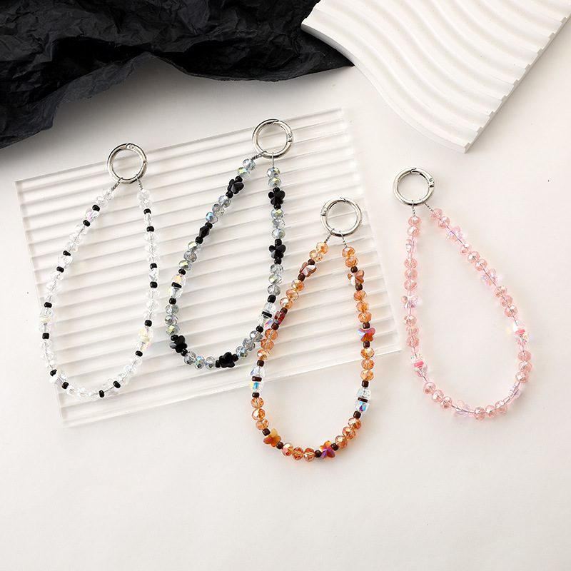Nouveau pendentif à perles en cristal, étui de téléphone, porte-clés, corde, accessoire à bagages, chaîne de suspension personnalisée, accessoire