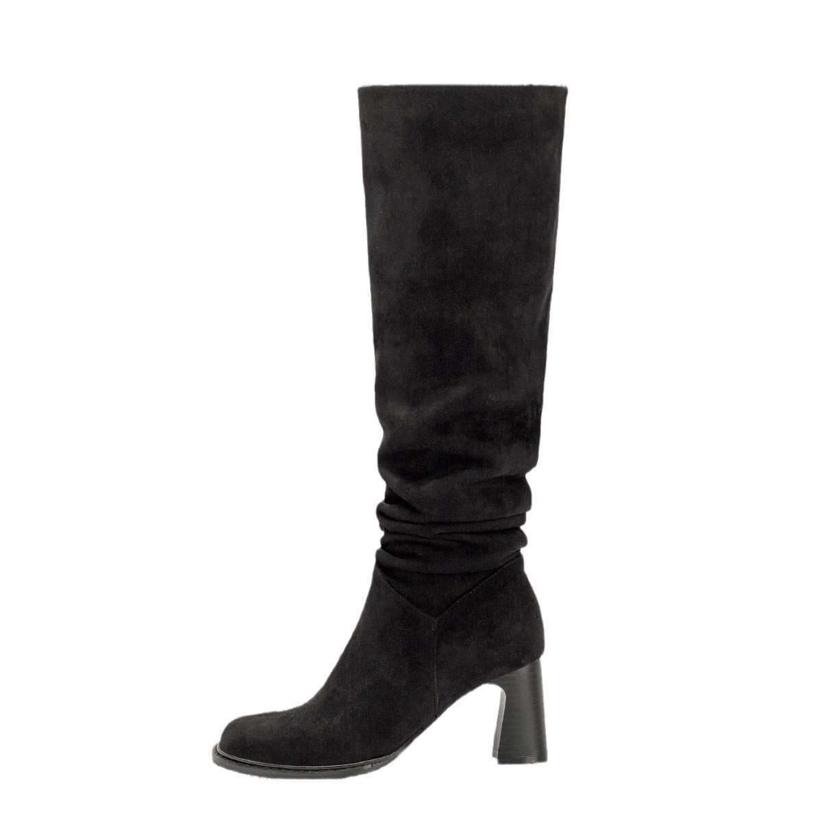 Rough Heel Street Pile Fashion Boots High Heels Knight Boots Over The Knee Long Martin Boots Womens Autumn Winter New Style 240826