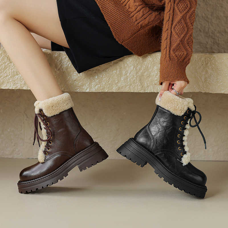 CMM Sweet and Spicy Senior Velvet Strap Thick Bottom Boots Womens Black Short Boots Winter Snow Boots