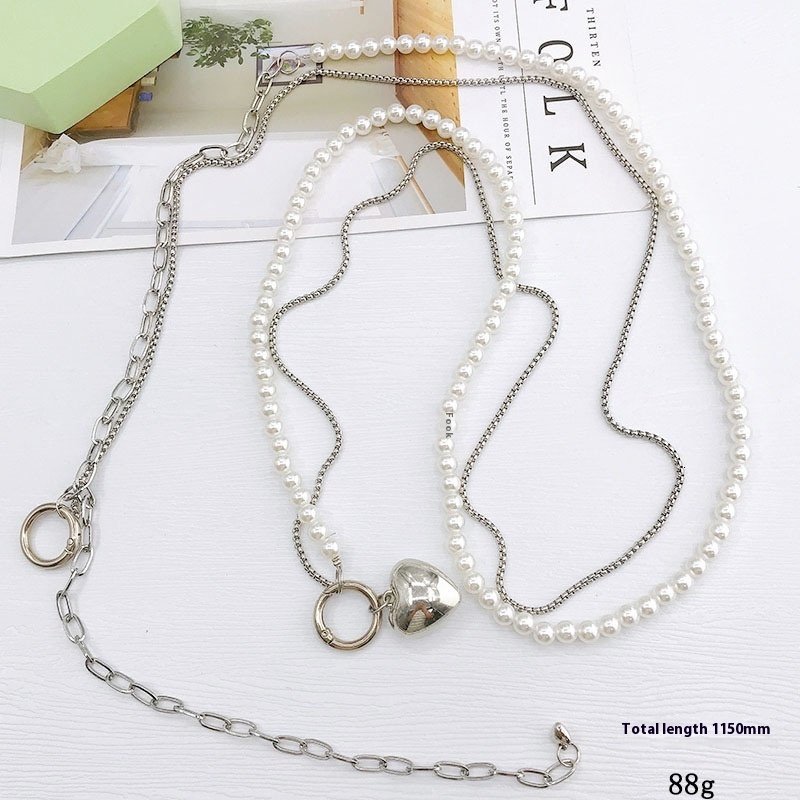 Yi Lian's New Multiple Cases with Diagonal Cross Beaded Acrylic Single Shoulder Chain Phone Hanging Rope Pearl Pendant for Women