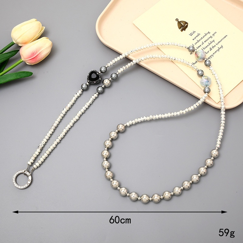 New lanyard can carry women's crystal bead crossbody DIY mobile phone chain luggage keychain pendant