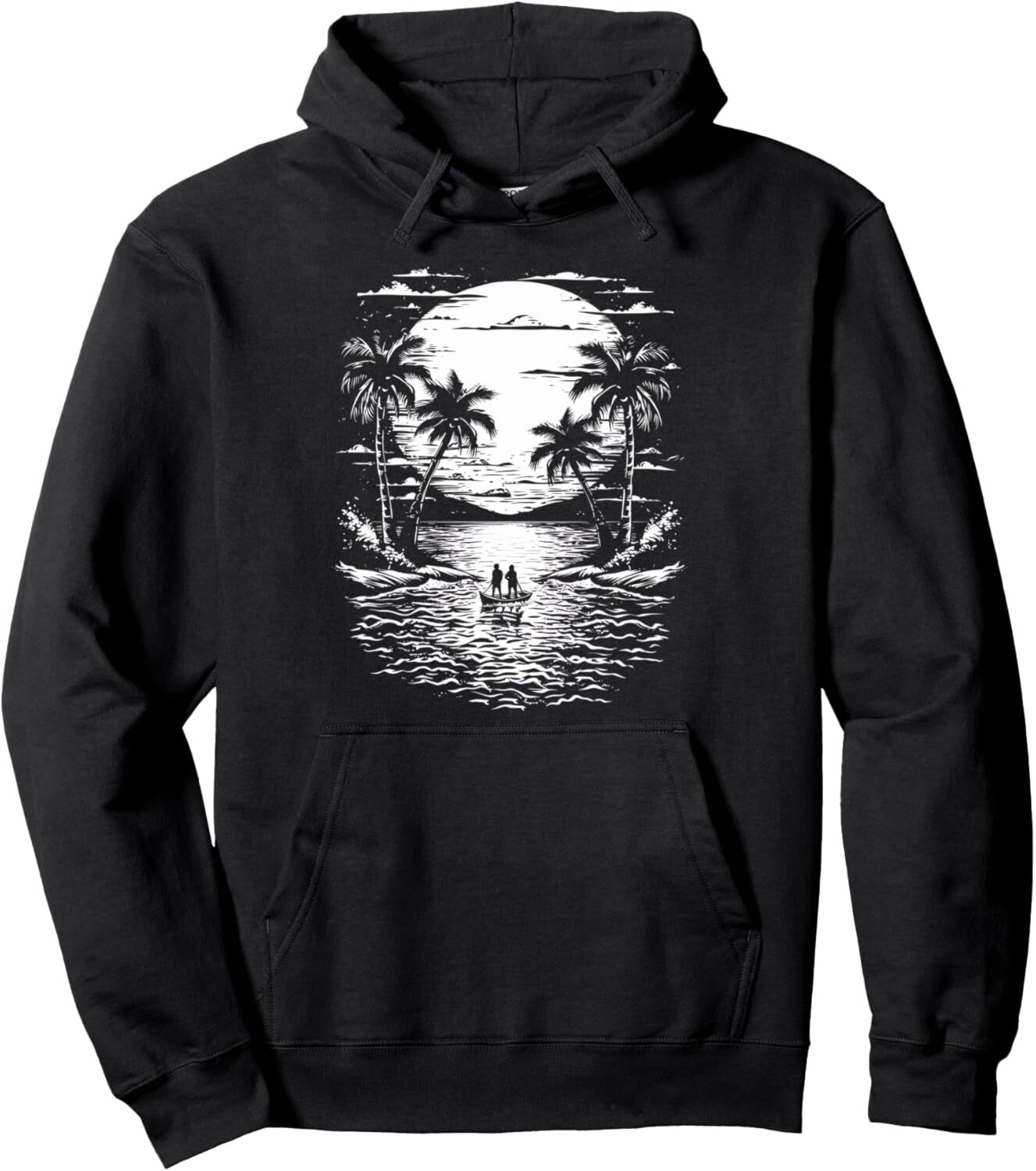 Hoodie for Mens Womens Tropical Sunset Beach Paradise with Palm Trees Graphic Tees Pullover Hoodie Graphic Hoodies sweatshirt Pullover Long Sleeve