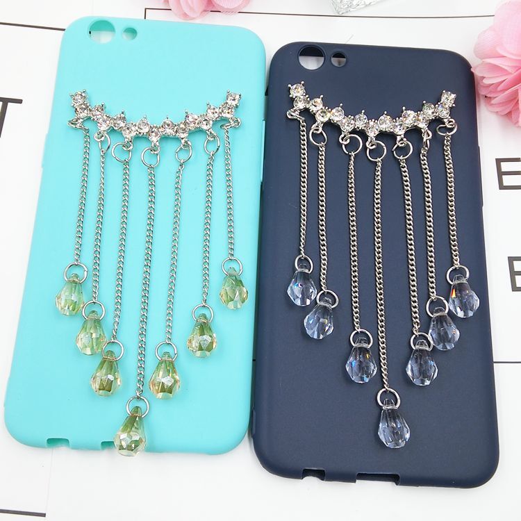 Trendy gemstone tassel pendant DIY phone case accessories Crystal pendant pendant Female material