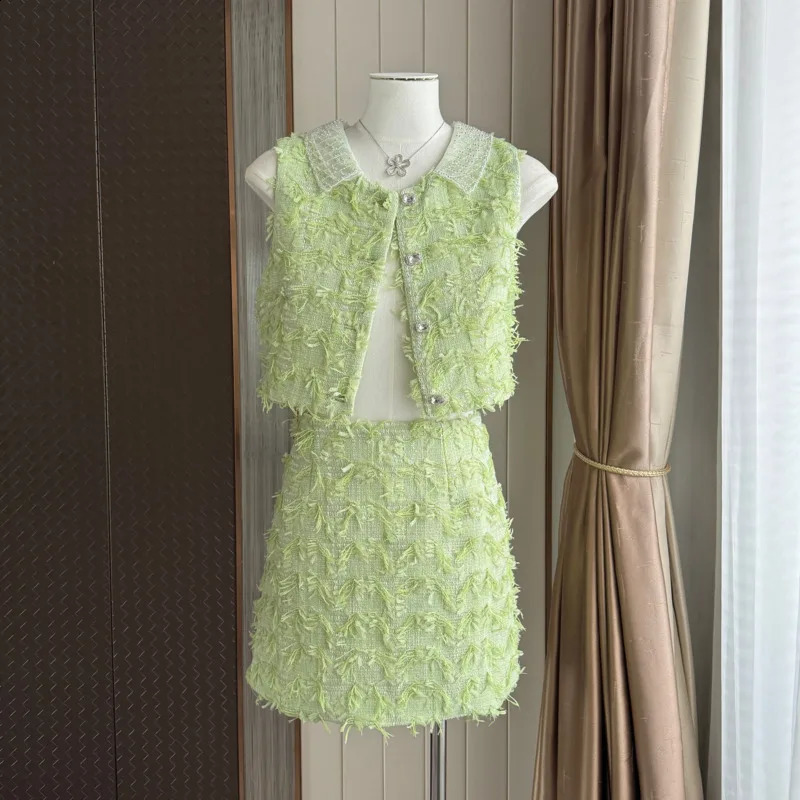 Women's Summer Two Piece Set: Short Jacket & Skirt Outfit - Ral Print, Breathable Cotton Blend