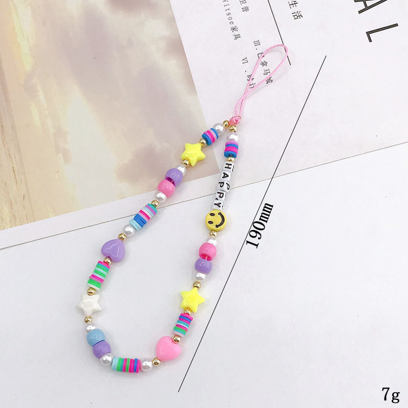 Yilian New Acrylic HAPPY Letter Chain DIY Jewelry Accessories Handmade Beaded Phone Case Pendant