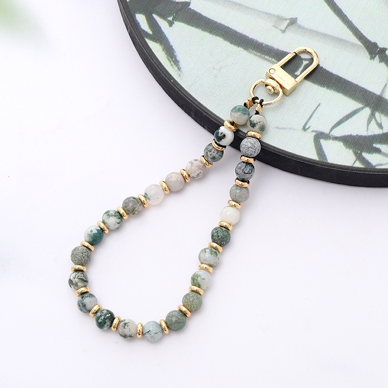 New natural stone bead pendant, new Chinese style white pine Shoushan tiger eye stone, mobile phone hanging rope and chain