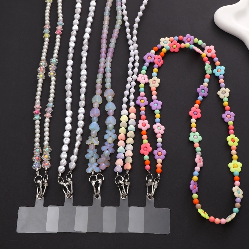 Yi Lian's New Acrylic Beaded Pearl Cross Shoulder Strap Chain Phone Case Hanging Decoration Gift for Women