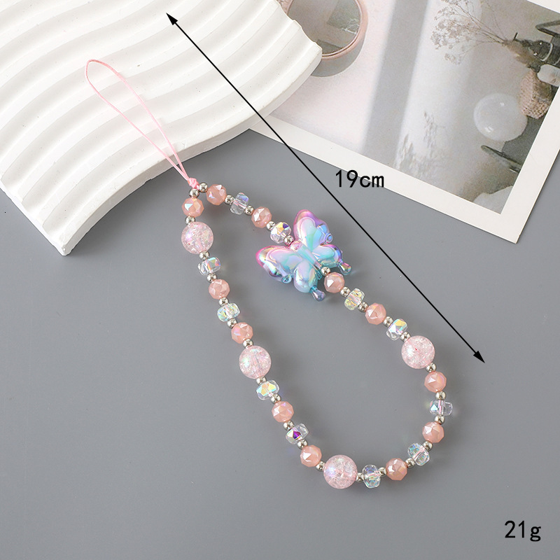 New style fresh and sweet bow pink series handmade bead mobile phone hanging rope chain decoration