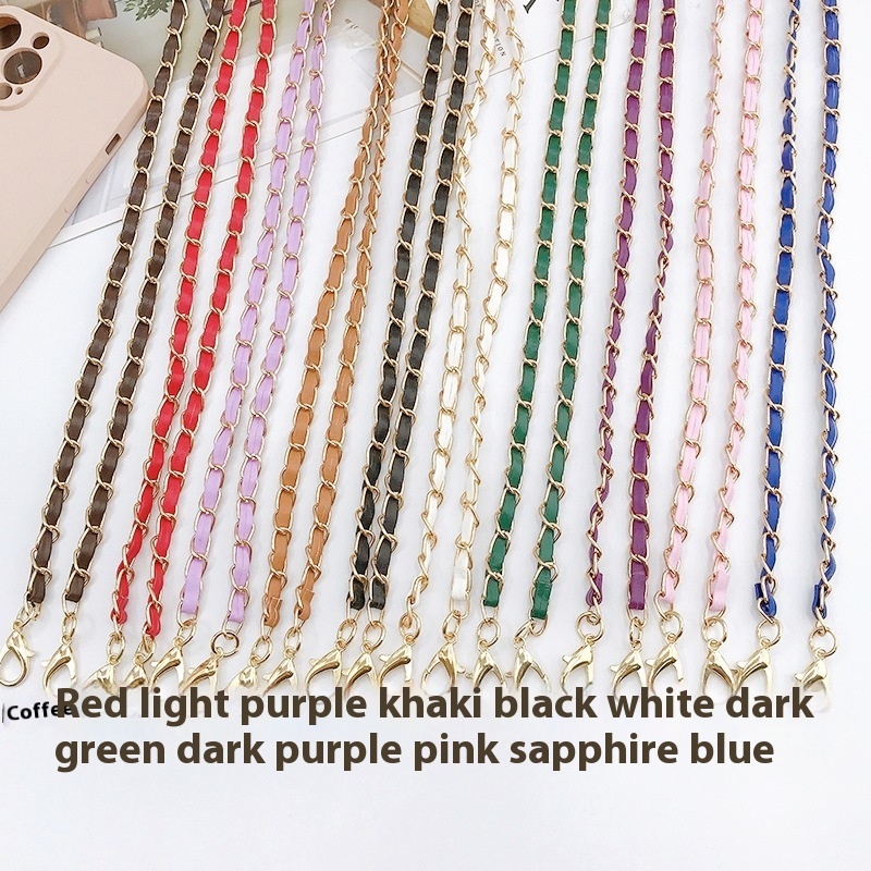 Yi Lian's New Handmade Leather Wearing Crossbody Chain Case Jewelry Pendant for Women's Bag, Small Fragrant Wind Phone Hanging Rope