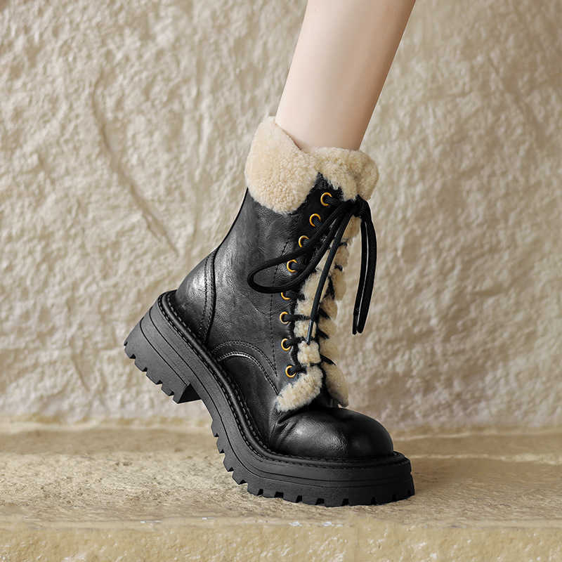 CMM Sweet and Spicy Senior Velvet Strap Thick Bottom Boots Womens Black Short Boots Winter Snow Boots