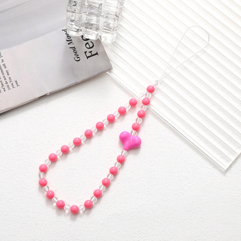 Yilian New Acrylic Love Bead Fashion Versatile Girl Phone Case Hanging Rope Anti Loss Chain Pendant