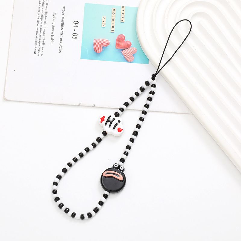 Yilian New Instagram Fashion Rice DIY Phone Case Hanging Rope Letter Donut Bead Earphone Set Chain