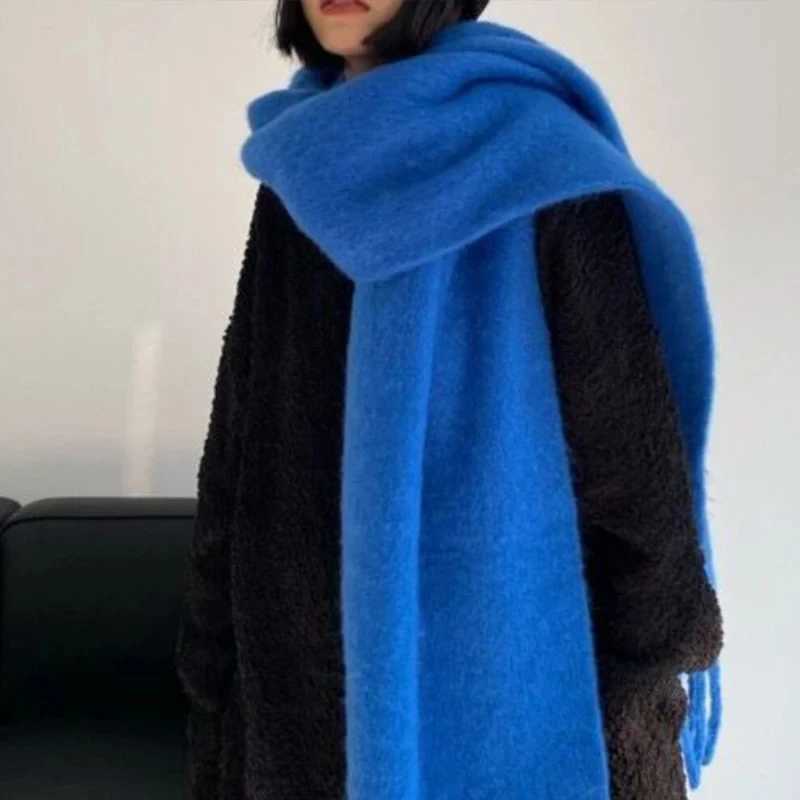 Winter cashmere plush autumn winter cashmere thick cashmere warm shawl classic knitted shawl fluffy shawl solid color soft shawl X2410175