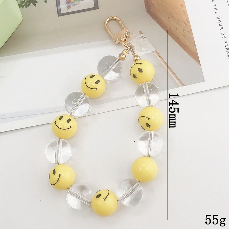 Yilian New Acrylic Beaded Smiling Face Keychain Pendant Phone Case Jewelry Hanging Decoration Student Gift