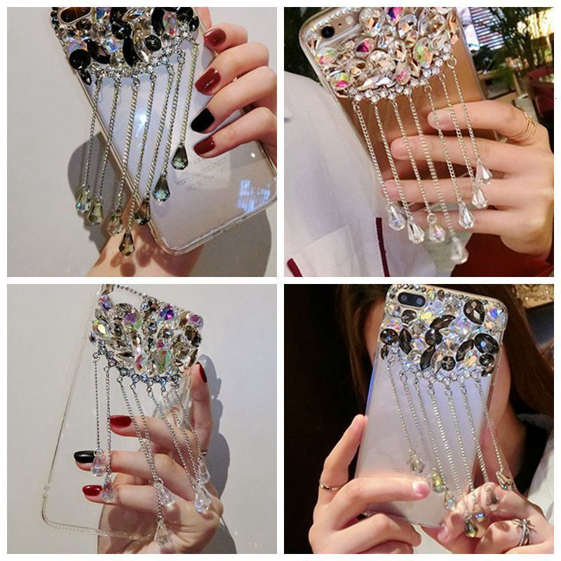 Trendy gemstone tassel pendant DIY phone case accessories Crystal pendant pendant Female material