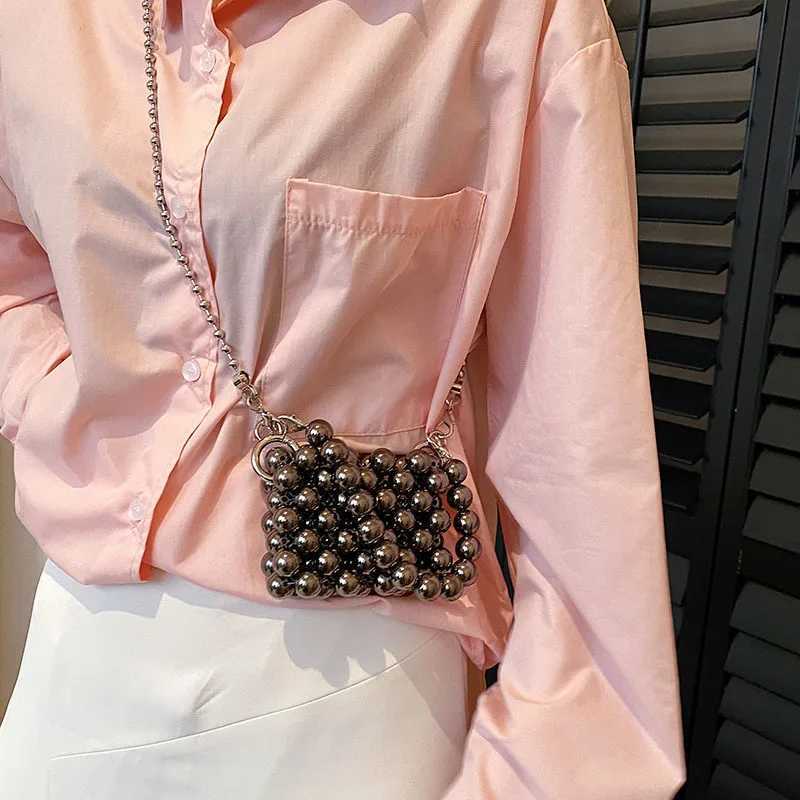 Childrens mini handbag tote bag bead woven cross body bag baby girl coin bag clutch bag Kawaii childrens pearl handbag W240906