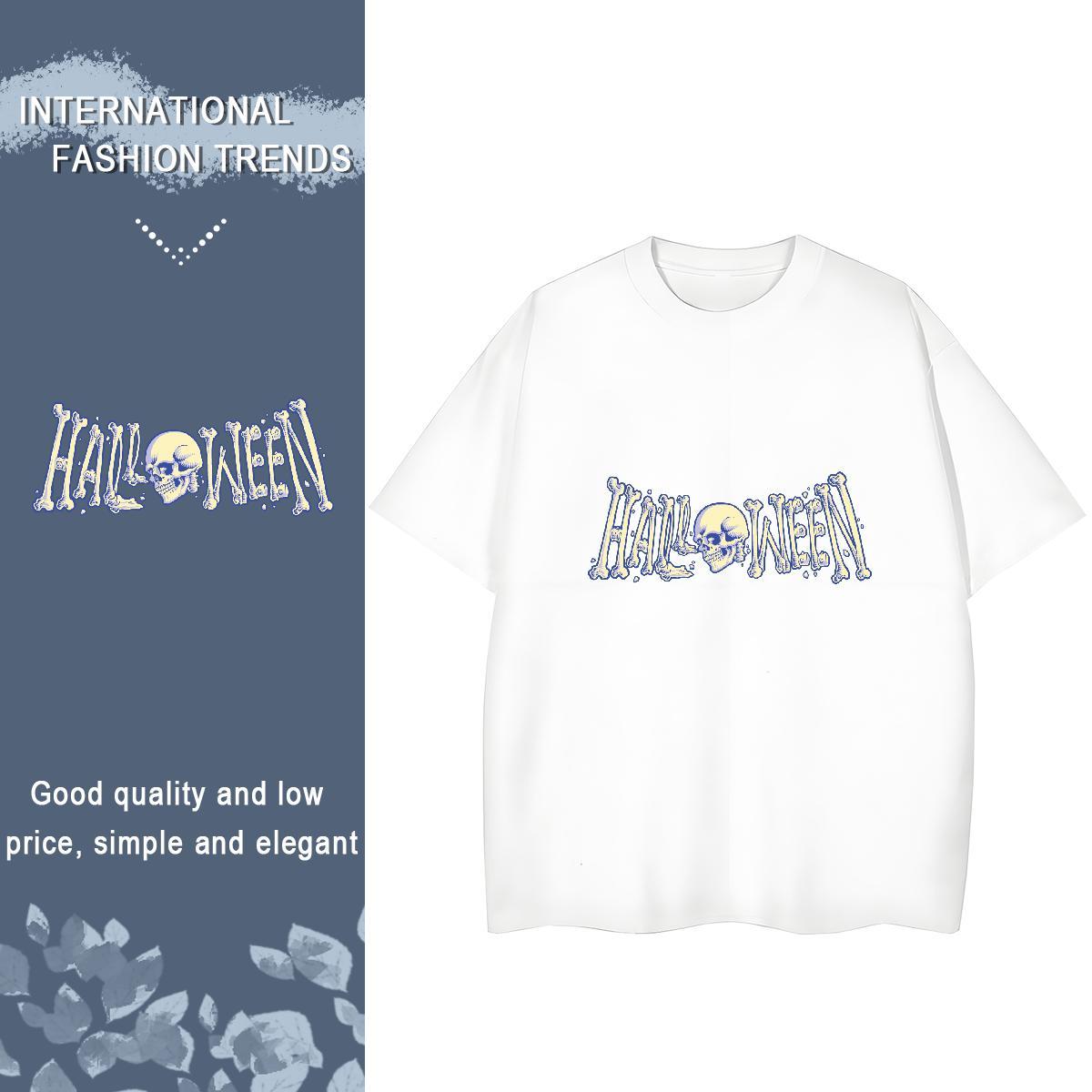 Brand T-Shirts 230g Pure Cotton Crew Neck Breathable Outdoor skull Womens Tshirts Wholesale Anime Polos