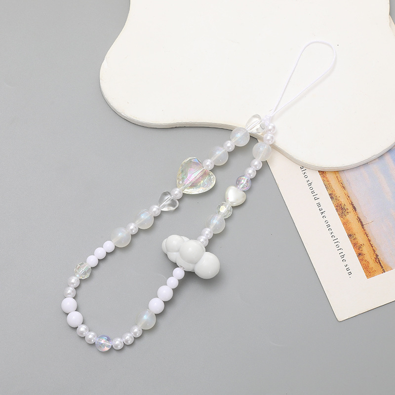 Yilian new bow DIY colorful rice bead mobile phone hanging rope short wrist strap anti loss chain
