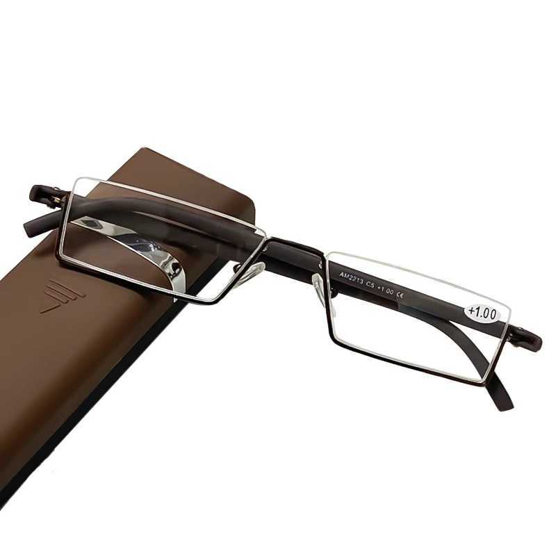 May Flower metal anti blue light reading glasses mens half frame prescription glasses mens TR90 glasses with case oculos+1.75 W240906