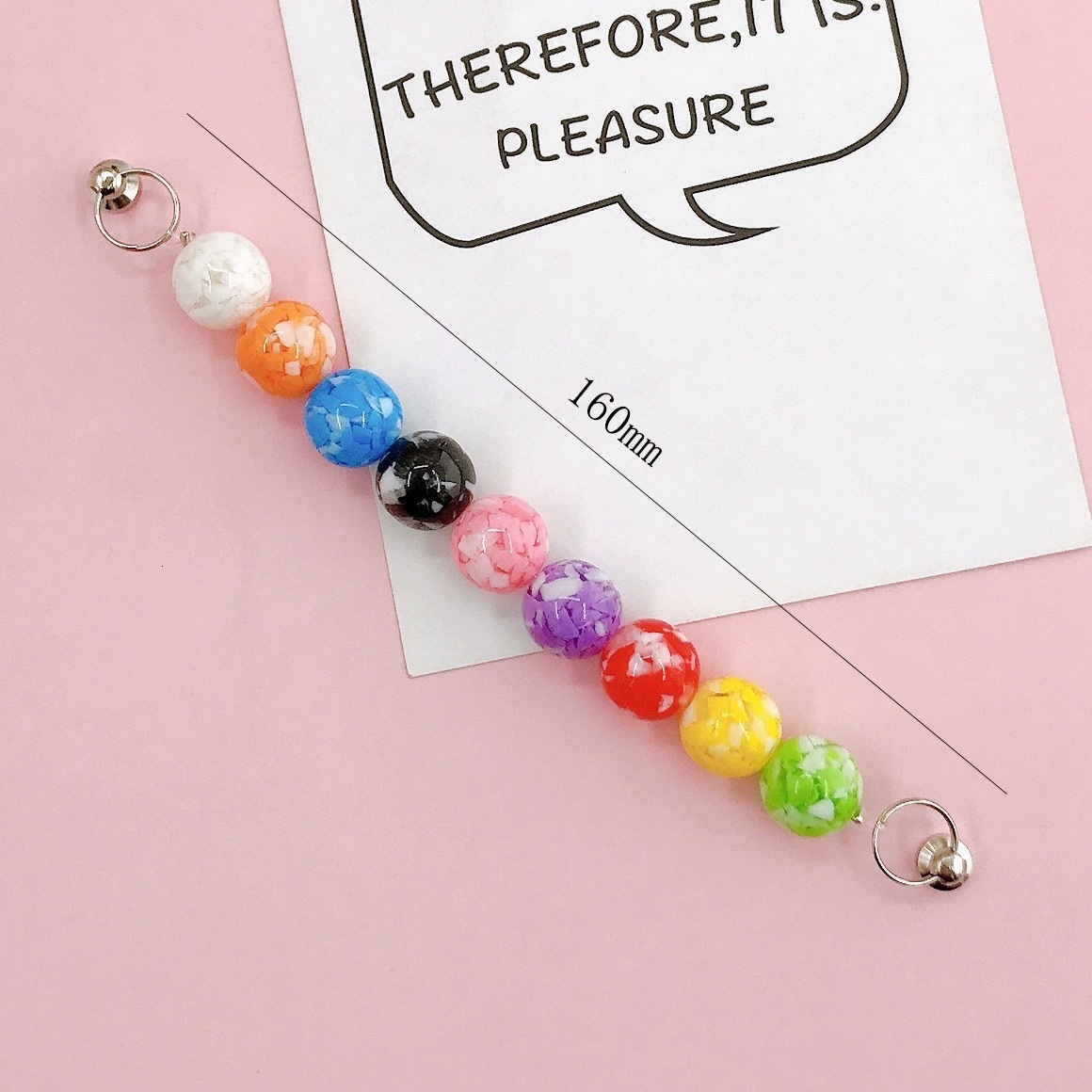 Creative new acrylic colored bracelet DIY phone case accessory colorful round bead handheld chain