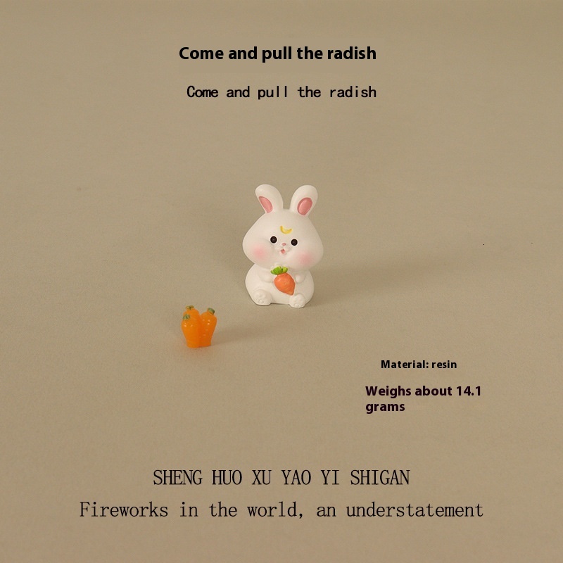 Cute Cartoon Rabbit Mini Resin Craft for Interior Scenes - Compact Home Display Accessory