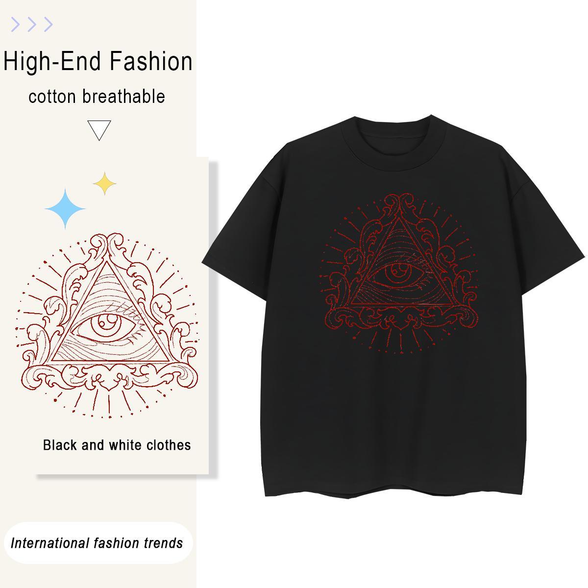 New Arrival T-Shirts 230g 100% Cotton Breathable Crew Neck Outdoor eye of the devil Tshirt for Man Woman Loose fit Floral Print Tshirts