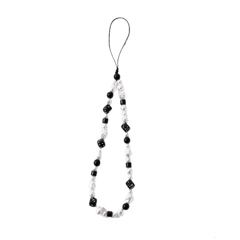 New pearl bow mobile tulip CCD camera lanyard phone case hanging decoration anti fall jewelry chain