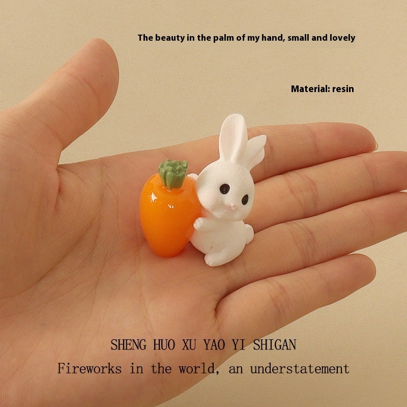 Moss Micro Creative Radish Rabbit Animal Resin Craftsmanship Horticultural Landscape DIY Decorative Desktop Ornament