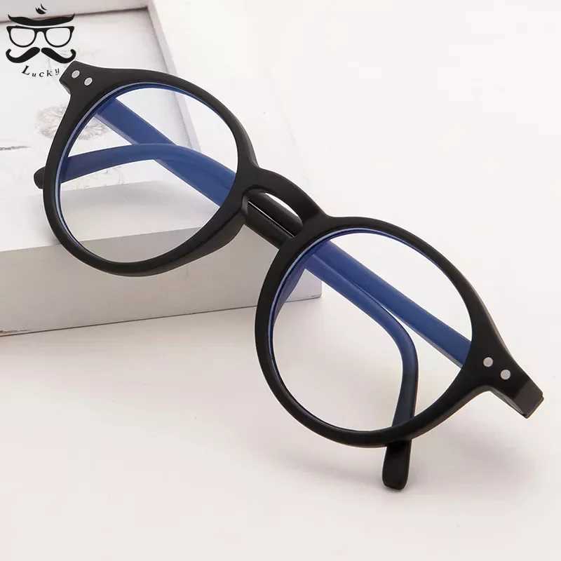 Fashionable childrens anti blue light glasses retro round frame for boys and girls computer glasses protective glasses regular glasses W240906