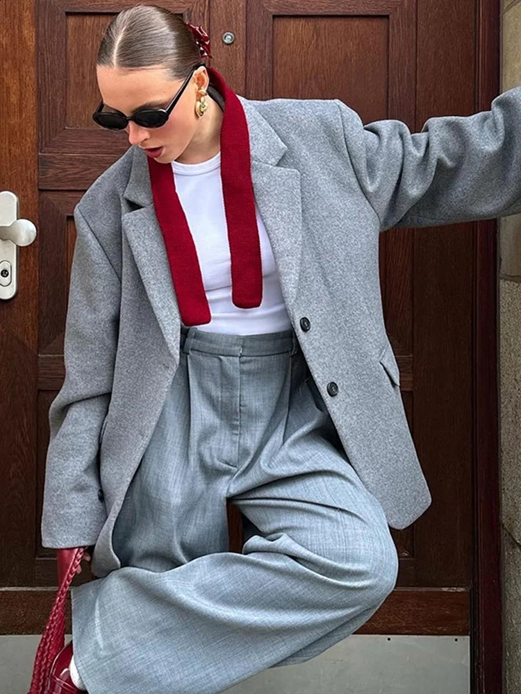 Vintage Casual Womens Jacket Coat Solid Color Loose Jackets Turndown Collar Wide Sleeve Women Coats Fashion Autumn Winter 240904