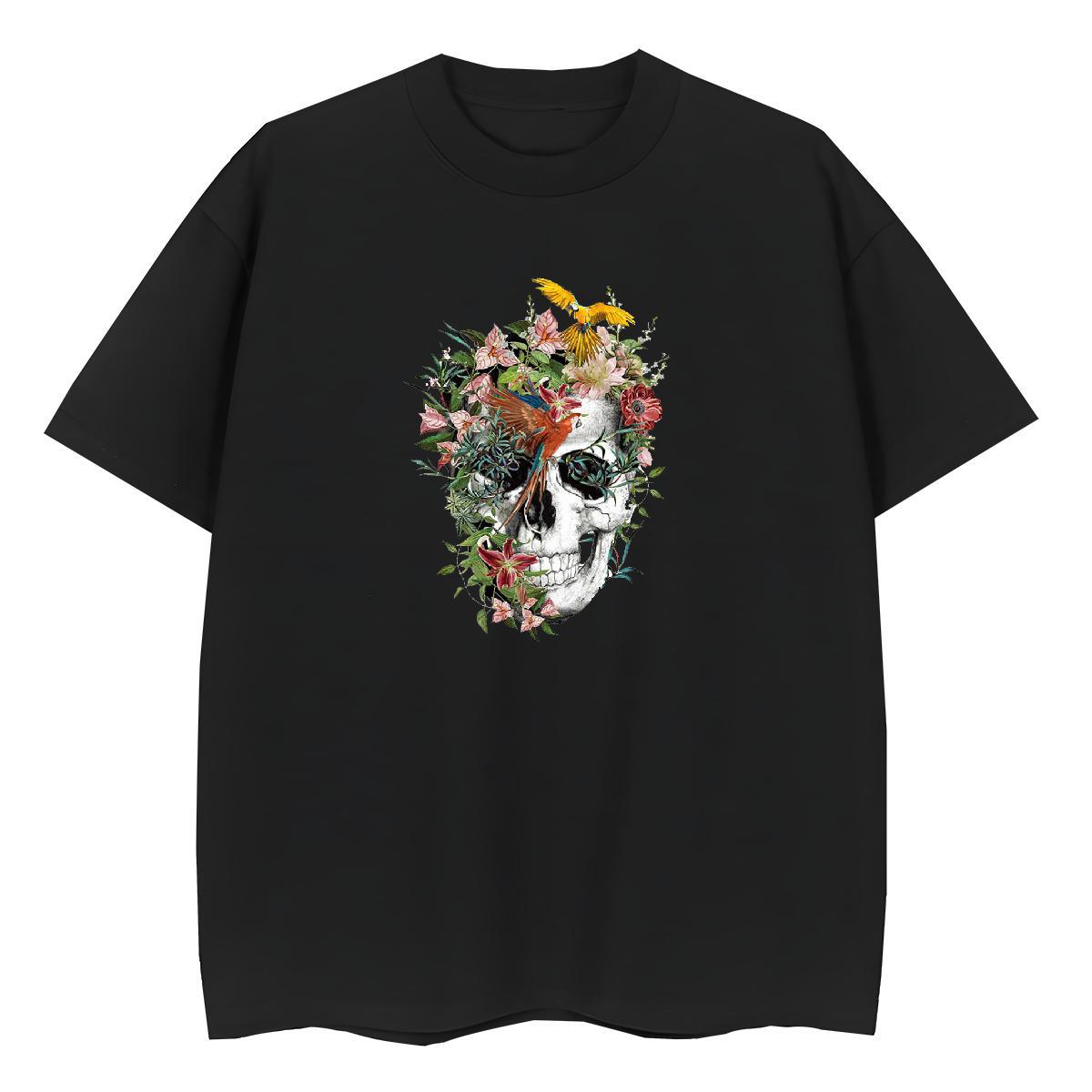 TOP Quality Womens T Shirts 230g 100% Cotton Breathable Sports Street Wear skull Woman Tshirt Free Shipping DIY Printed Tee Shirt