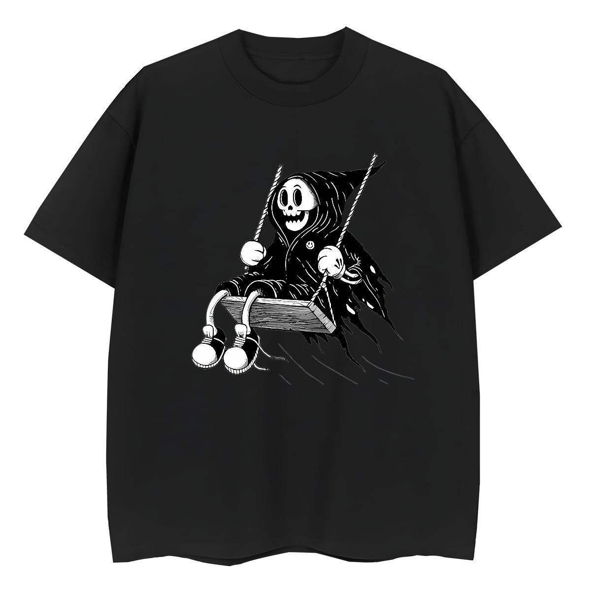 Fashion T shirt 230g 100% Cotton Crew Neck Spring Summer skull Woman Tshirt Brand Oversized L-4XL Clothes