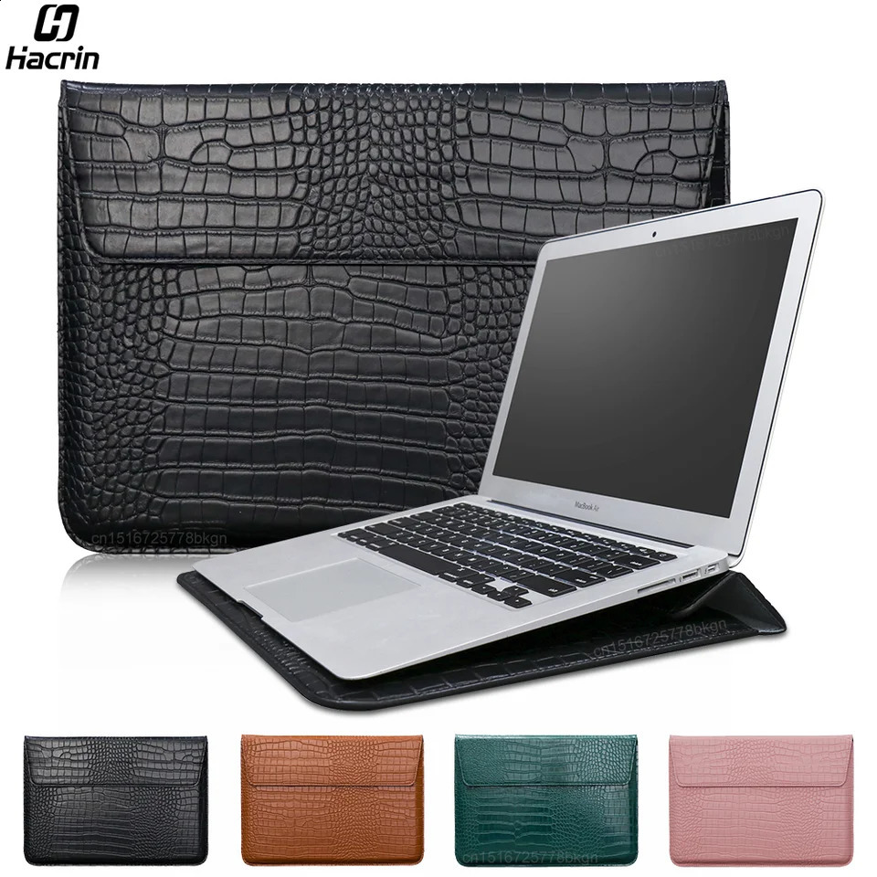 Laptop Bag for Macbook Air Pro 13 Case M1 M2 Notebook Stand Cover 11 14 15 15.6 inch PU Leather Sleeve Pouch Computer Tablet Bag 240907