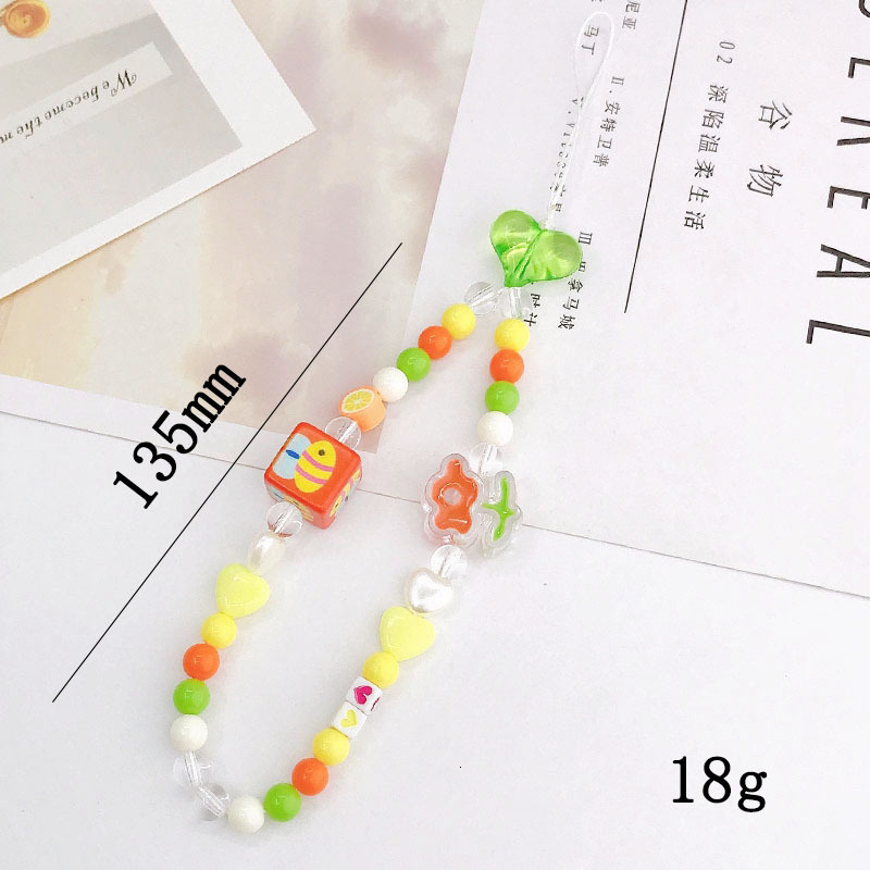 Yi Lian's New Candy Color Little Bee Chain Beaded Hanging Rope Anti drop Short Hand Bracelet Phone Case Decoration