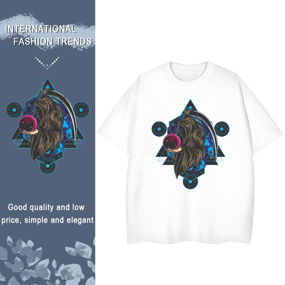 Classic T-Shirts for Women 230g 100% Cotton Crew Neck Casual Daily Wear portrait Couples T Shirts Loose Cartoon Print Tees