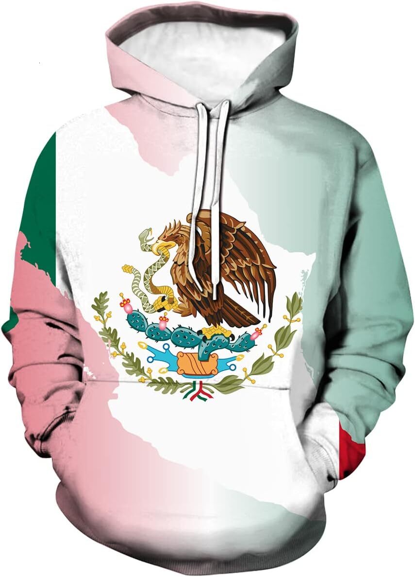Hoodie for Mens Womens Unisex Fashion Sweatshirt Pullover 3D Mexico Flag Graphic Hoodie Graphic Hoodies sweatshirt Pullover Long Sleeve