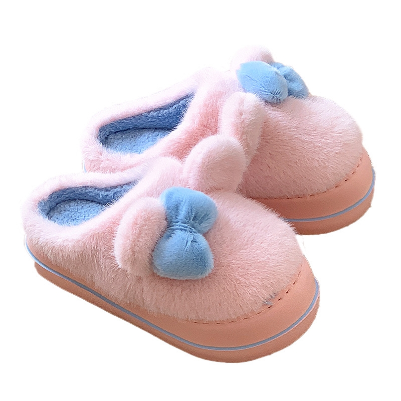 Cotton Winter New 2024 Slippers Indoor Home Furnishings Anti slip Thick Bottom Butterfly Knot for Warmth and Plush Fury Free Shipping Lhshoe