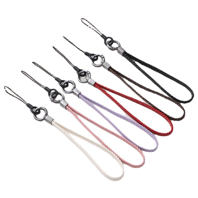 Yi Lian's New 5-Strand Flat Knitted Creative Leather Neck Hanging Rope Mobile Phone Chain Short Wrist Band