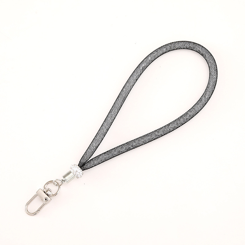Ins new tubular mesh pendant luggage keychain decoration rhinestone chain DIY mobile phone hanging rope