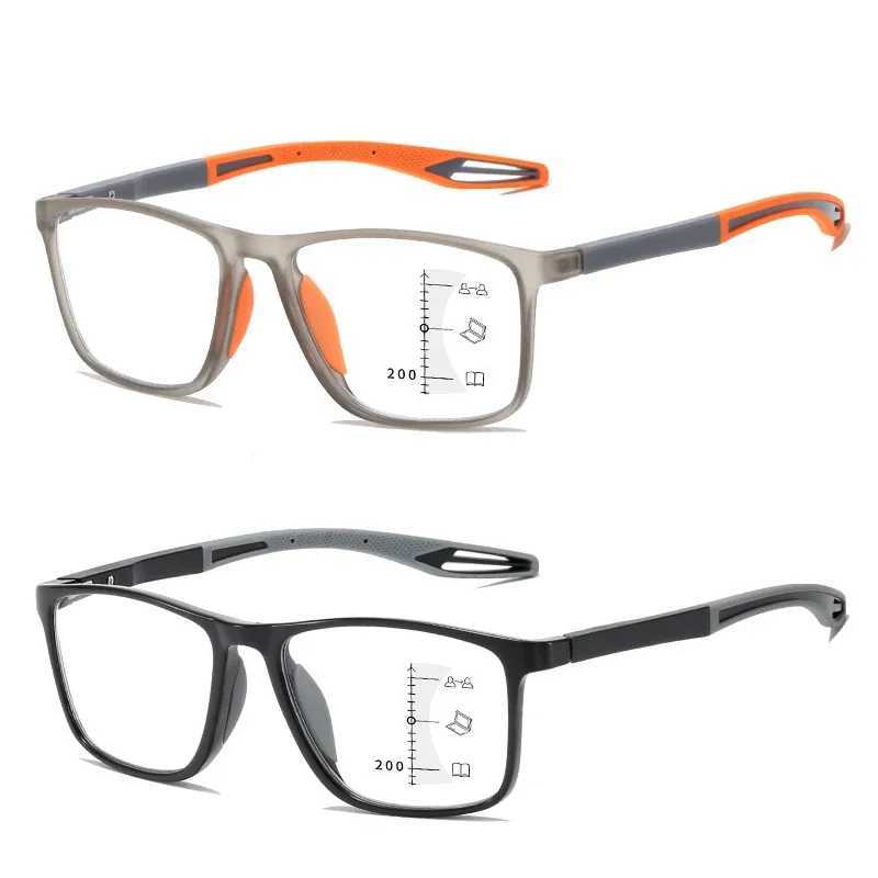 Soft multifocal progressive reading glasses anti blue light multifocal senior glasses mens large frame glasses W240906