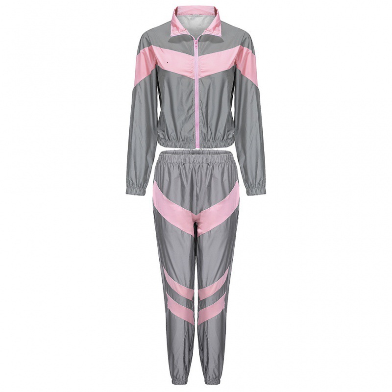 dongdumaoyi 2024Summer Women's Splicing Reflective Sports and Leisure Two Piece Set F0907#48