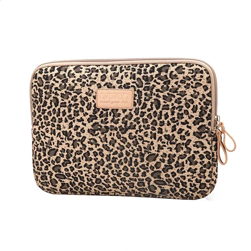 Notebook bag 13.3 14 15.6 inches Leopard canvas cover for MacBook Air Pro womens handbag notebook Dropship 240903