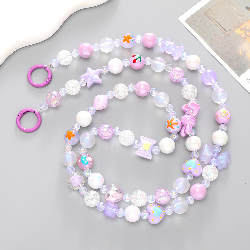 Korean version of cute hand-painted bead crossbody exquisite and fashionable bag chain, mobile phone hanging rope chain