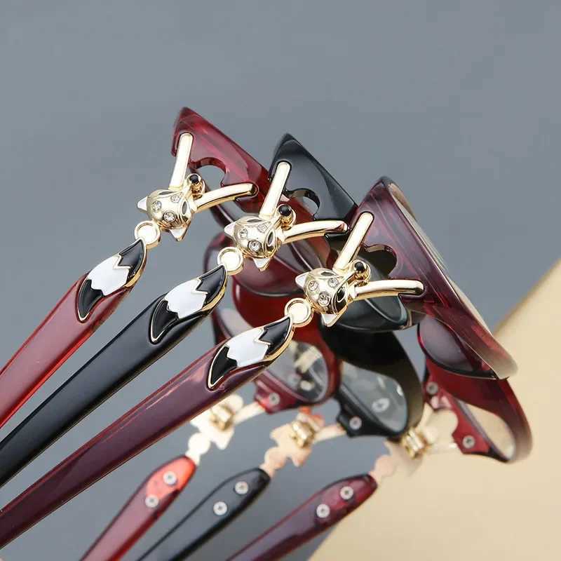 Womens Fox anti blue reading glasses Womens Fashion Presbyterian glasses Computer prescription glasses+1.0~+4.0 W240907