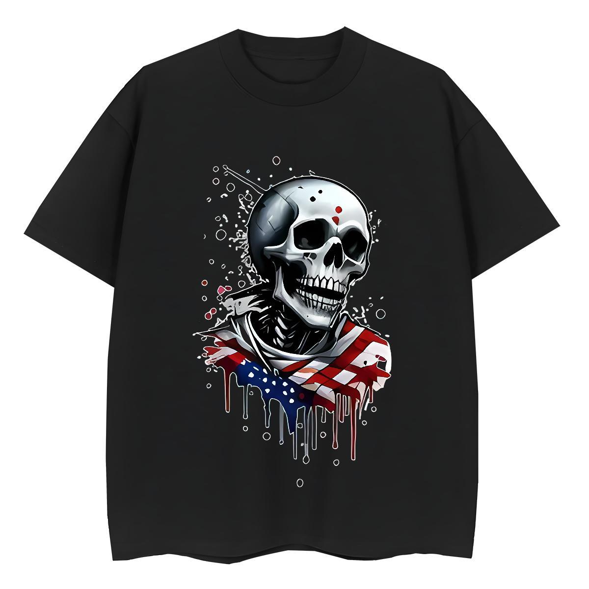 TOP Quality T-Shirts 230g Cotton O Neck Short Sleeves Street Casual skull Lady T shirt Loose Anime Top Tees